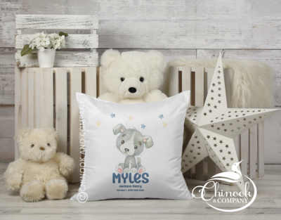 Puppy Pillow Personalized With Child's Name And Optional Birth Stat
