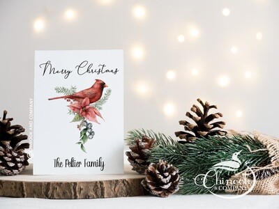 Merry Christmas Card Set of 6 Personalized with your Family's Name