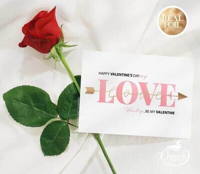 Valentines Love Card Personalized with Name and Real Gold Foil