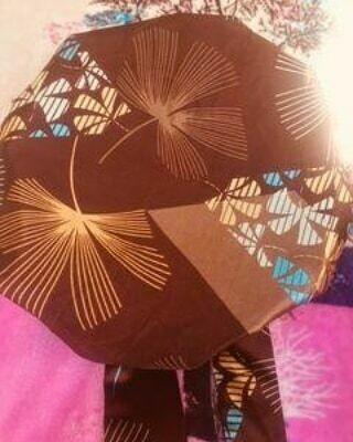 Brown &amp; Blue Satin bonnet