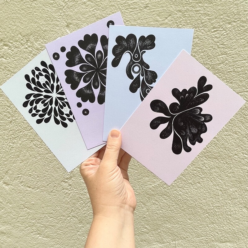 Floralia celestia serie— Lot de 4 cartes postales