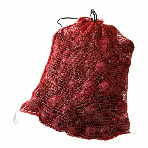 Nätsäck 15kg, 55x65cm, Röd med knytsnöre Nätsäck 15kg, 55x65cm, Röd med knytsnöre