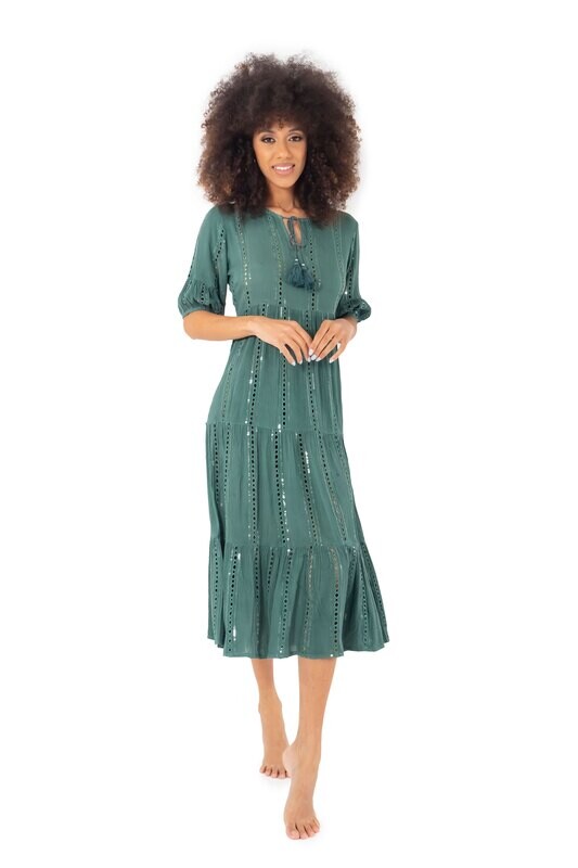 ICONIQUE VERA GREEN 
maxi jurk