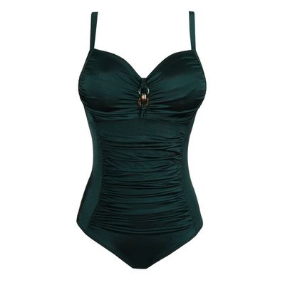 "Close-up van het PRIMA DONNA SWIM MANGALORE badpak in Jewel Green, met verfijnde details en een luxe uitstraling, gefotografeerd tegen een neutrale achtergrond."