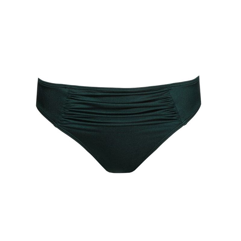 "Close-up van de PRIMA DONNA SWIM MANGALORE bikinislip in Jewel Green, met verfijnde details en een luxe uitstraling, gefotografeerd tegen een neutrale achtergrond."
