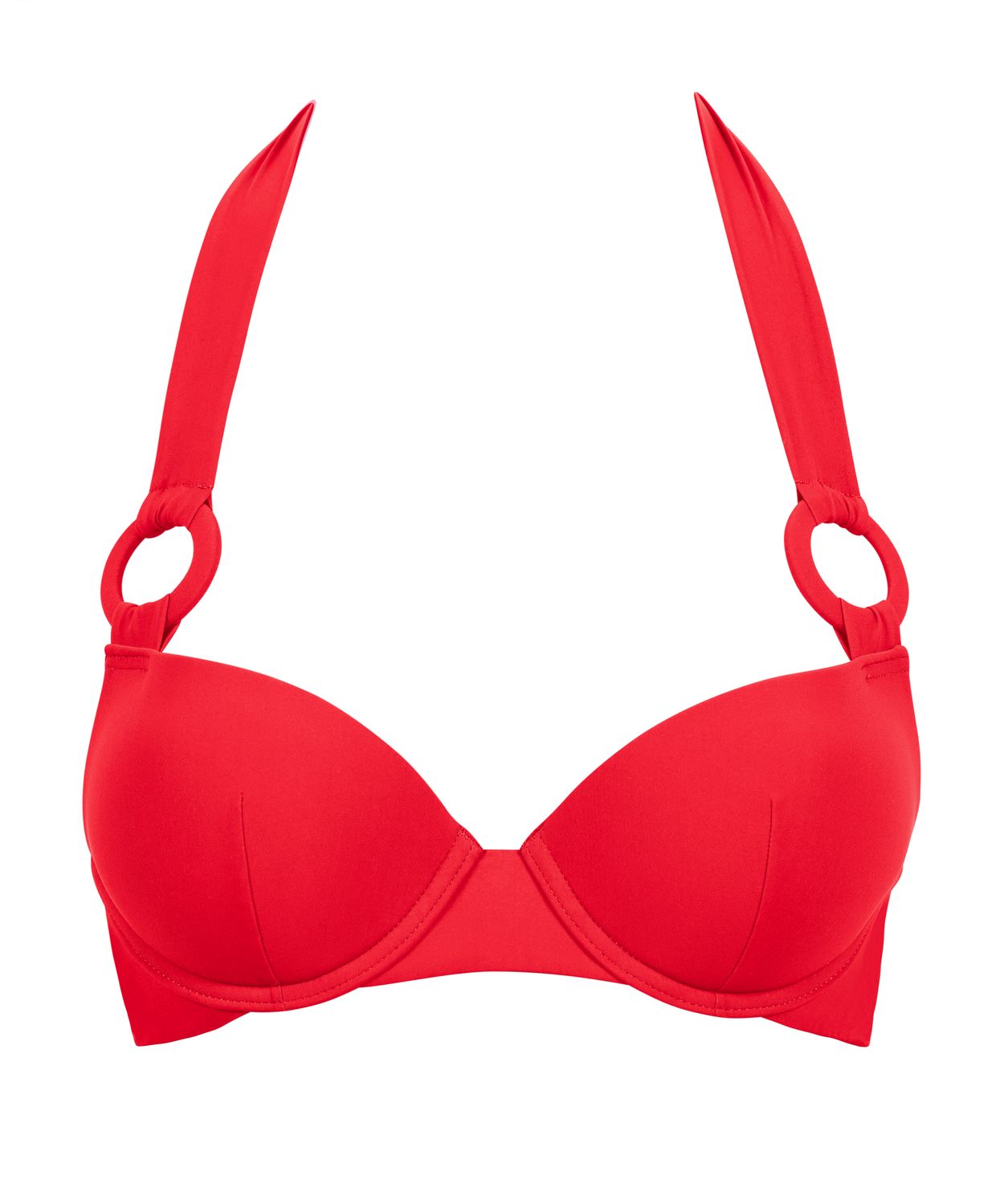 "Close-up van de Aubade Swim Summer Essence Push-Up Bikinitop in de kleur Fire, met een elegant push-up design, verstelbare bandjes en verfijnde details, perfect voor een zomerse strandlook."