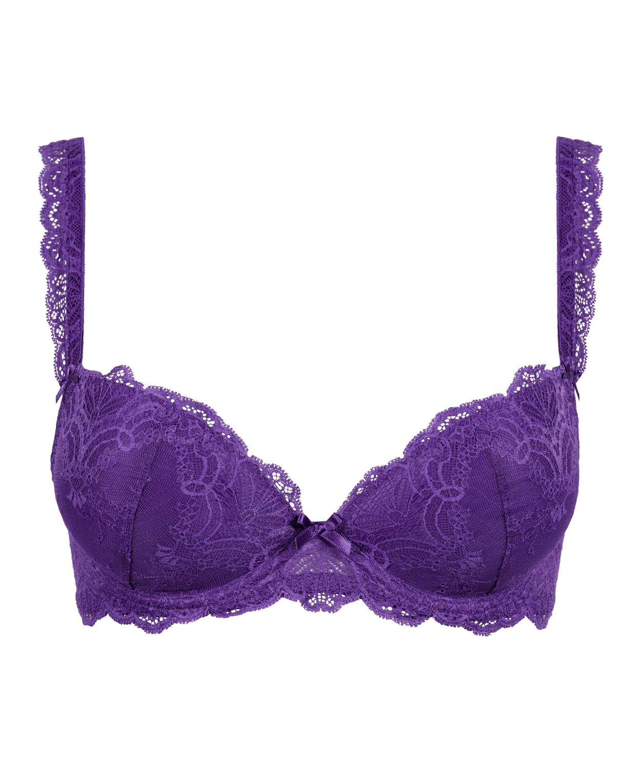 "Aubade Danse de Sens push-up bh in Spiced Plum, een elegante bh met luxueus kant en push-up effect, afgebeeld tegen een witte achtergrond."