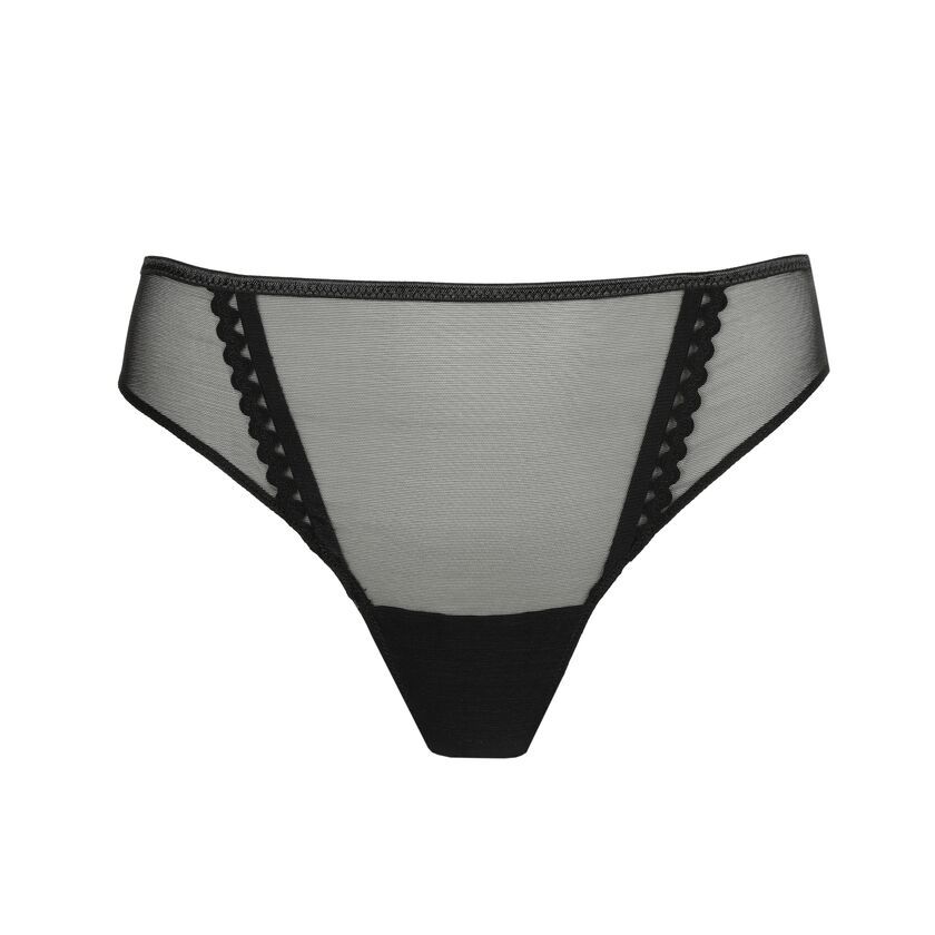 "Zwarte Prima Donna Twist Vivgirl string, met minimalistische pasvorm en elegante afwerking, weergegeven tegen een witte achtergrond."