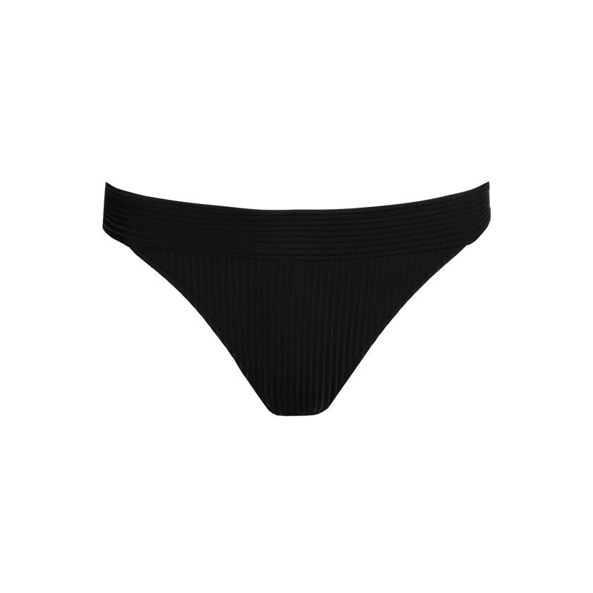 "Marie Jo Swim Emly Bikinislip Rio in zwart, met een klassieke snit en elegante afwerking, afgebeeld op een witte achtergrond."