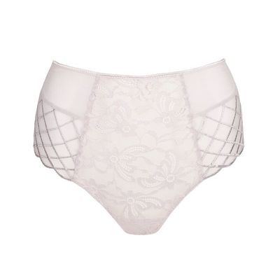 "Marie Jo Aven string high waist in Marble, met een flatterende hoge taille en elegante kanten details, afgebeeld op een witte achtergrond."