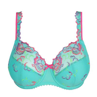 "Prima Donna Devdaha volle cup bh in Mermaid, met elegante broderie en een stevige pasvorm, afgebeeld op een witte achtergrond."