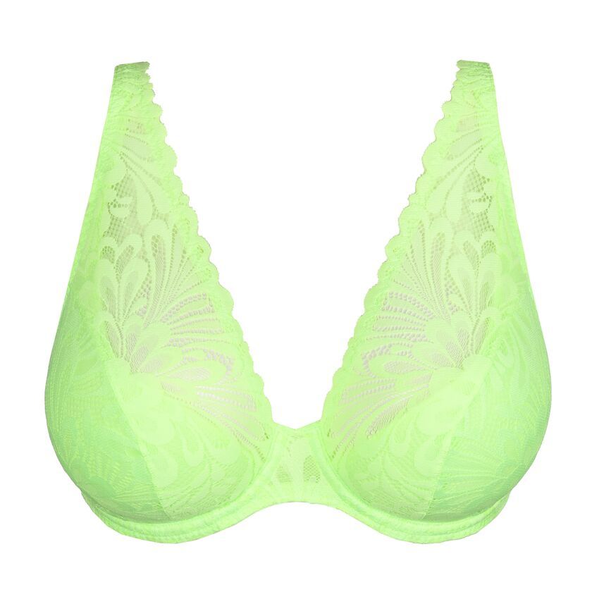 "Prima Donna Twist Rupi plunge bh met beugel in Mojito, met een diep uitgesneden decolleté en trendy design, afgebeeld op een witte achtergrond."