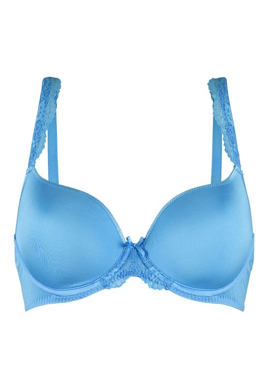 "LingaDore Daily T-shirt BH in Bonnie Blue, een naadloze, voorgevormde bh met beugels en verstelbare schouderbandjes, afgebeeld op een witte achtergrond."