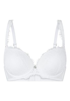 "LingaDore Push-up BH in Ivory, een elegante en voorgevormde bh met subtiele padding, verstelbare schouderbandjes en beugels, afgebeeld op een witte achtergrond."