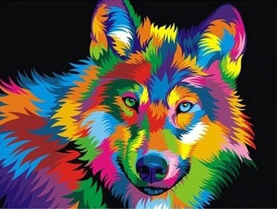 Diamond Painting Wolf Kleurrijk