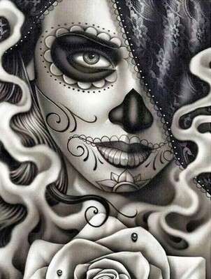 Diamond Painting Vrouw Skull