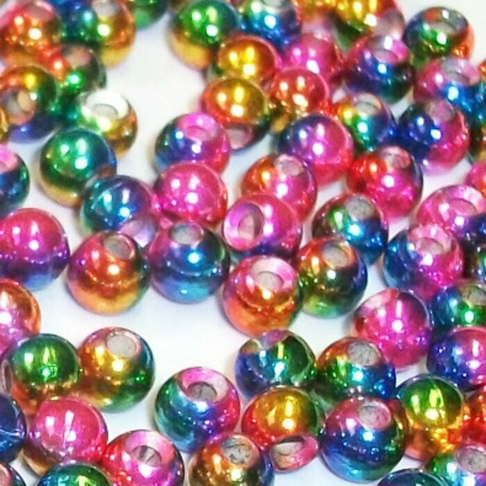 Rainbow coloured brass beads