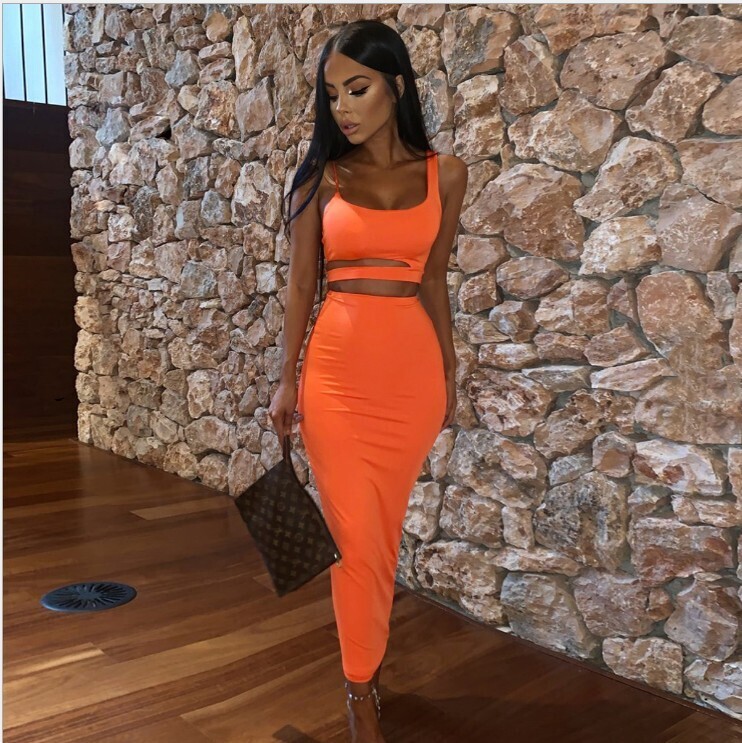 Hot Two-piece Pleated Hollow Dress