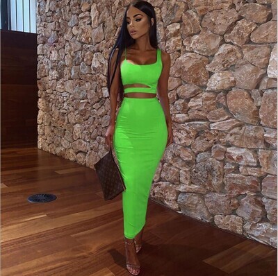 Hot Two-piece Pleated Hollow Dress