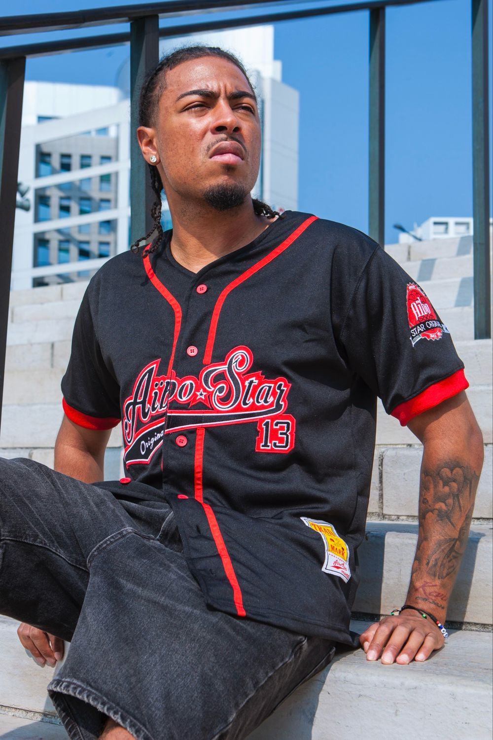 Chemise base ball / couleur : black - red