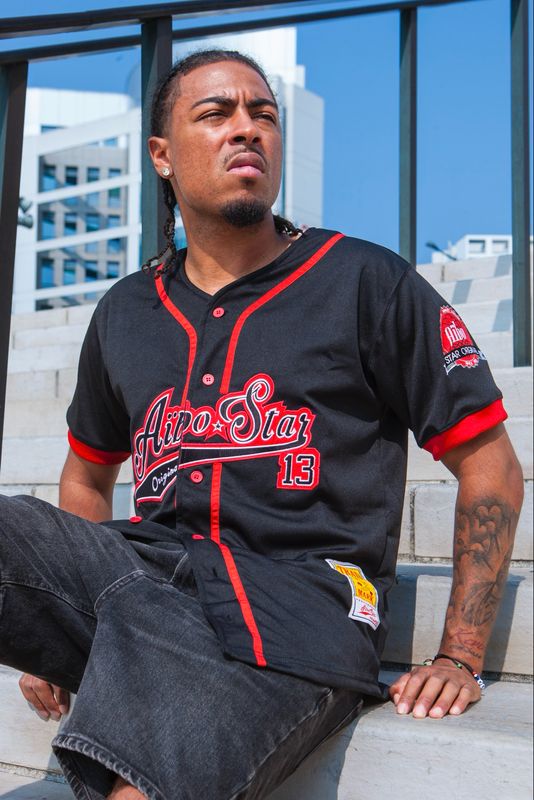 Chemise base ball / couleur : black - red