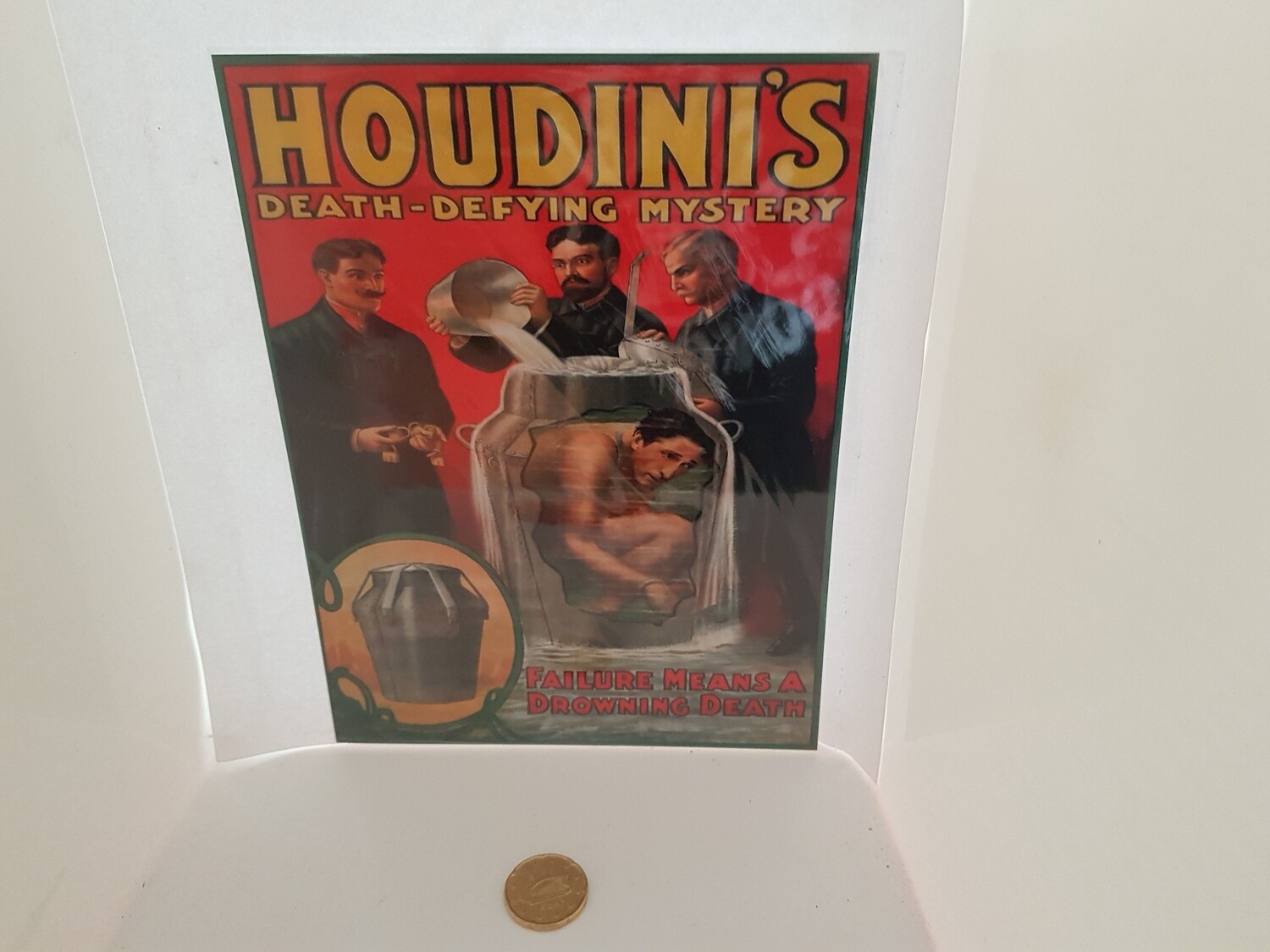 Retro HOUDINI&#39;S DEATH DEFYING MYSTERY Sign &quot;READ DESCRIPTION&quot;