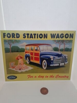 Ford Station Wagon Retro Sign.
