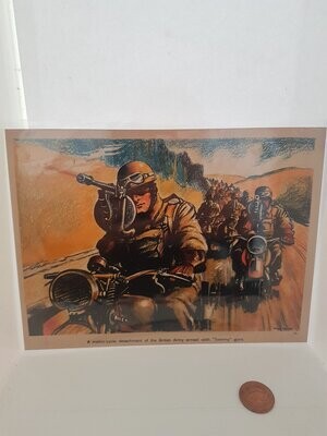 British Army Motorcycle with Tommy Guns - Retro Sign.