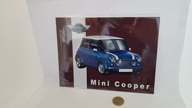 Small &quot;MINI&quot; retro aluminium A5 Sign - Size 21cm x 15cm (8&quot; x 6&quot;). (SG410)