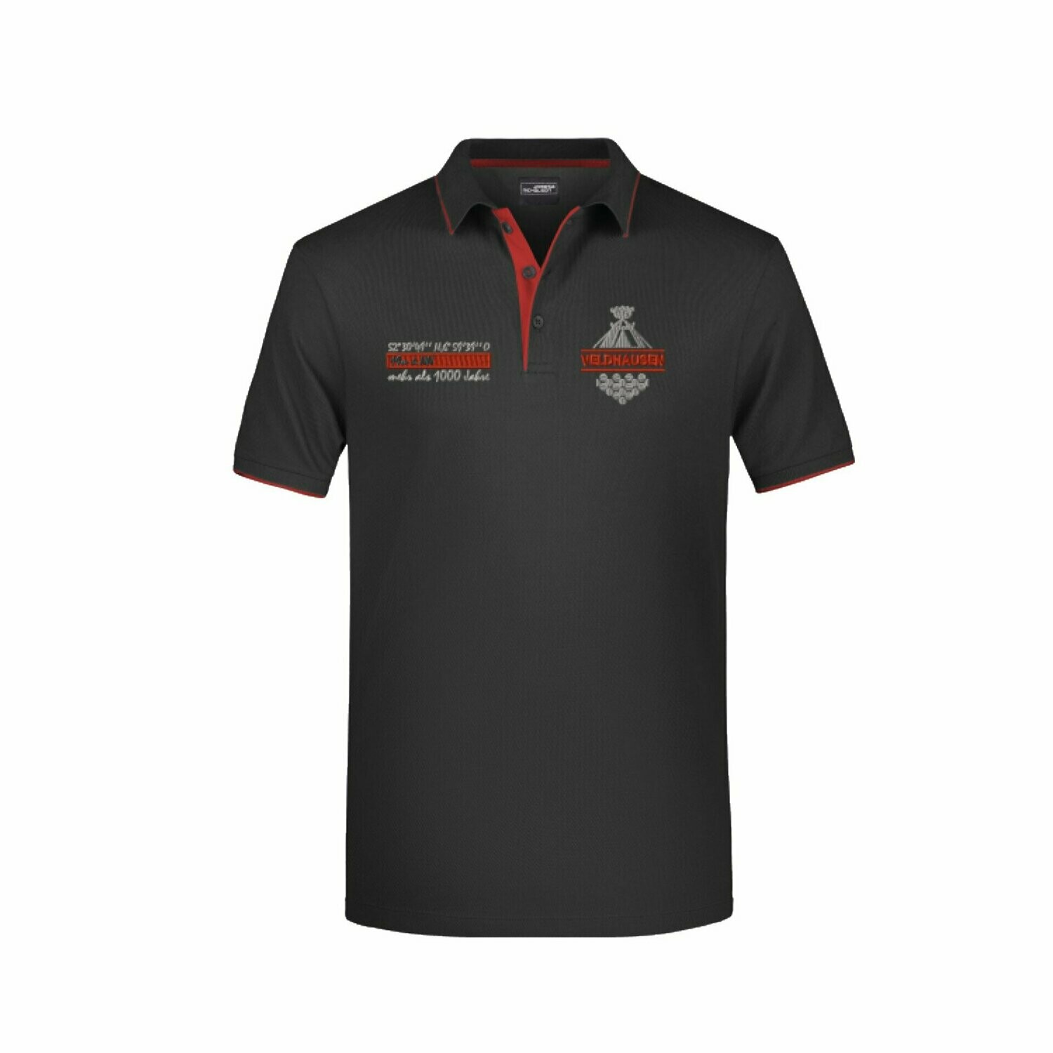 Polo-Shirt Veldhausen Herren, Farbkombination: Schwarz/rot