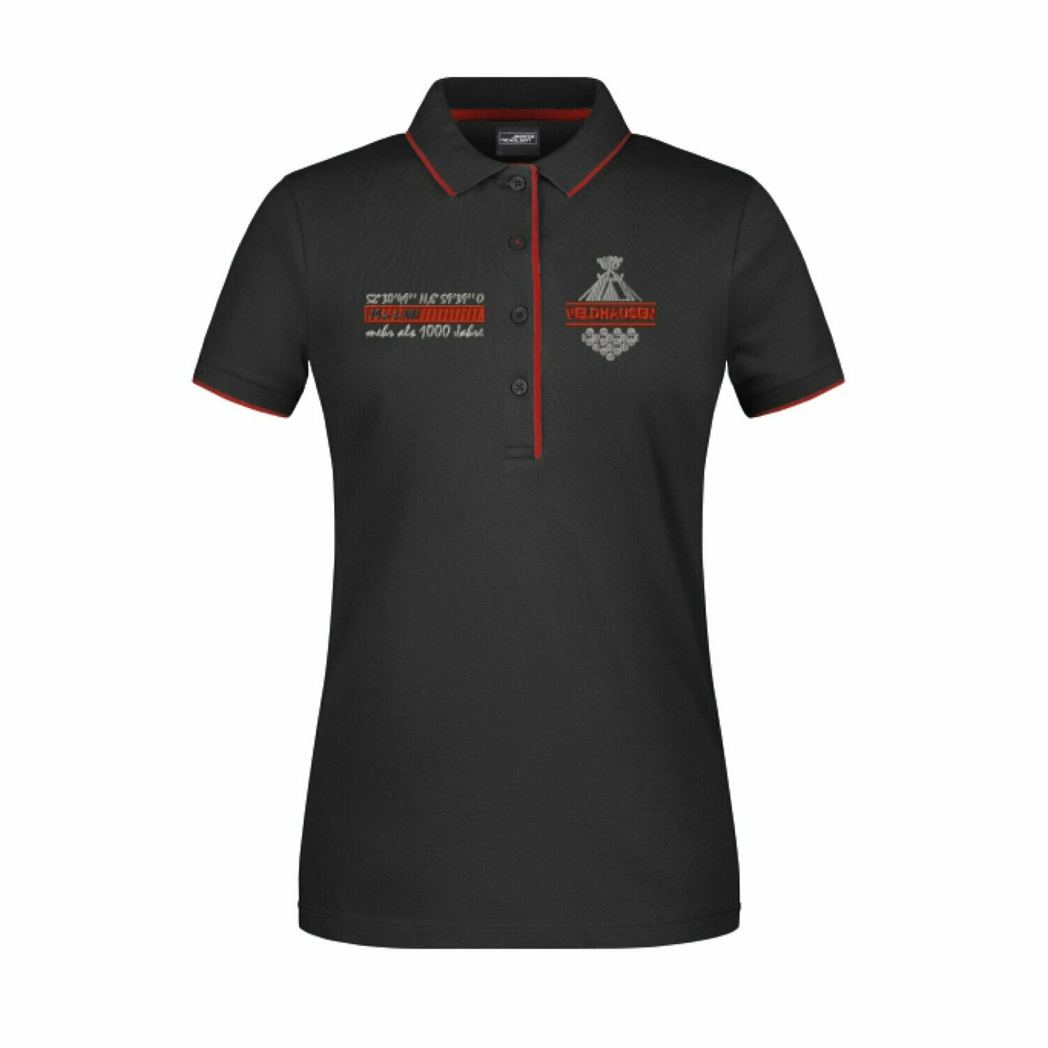 Polo-Shirt Veldhausen Lady II, Farbkombination: Schwarz/rot