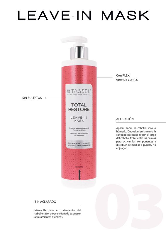 MASCARILLA SIN ACLARADO TOTAL RESTORE 500 ML