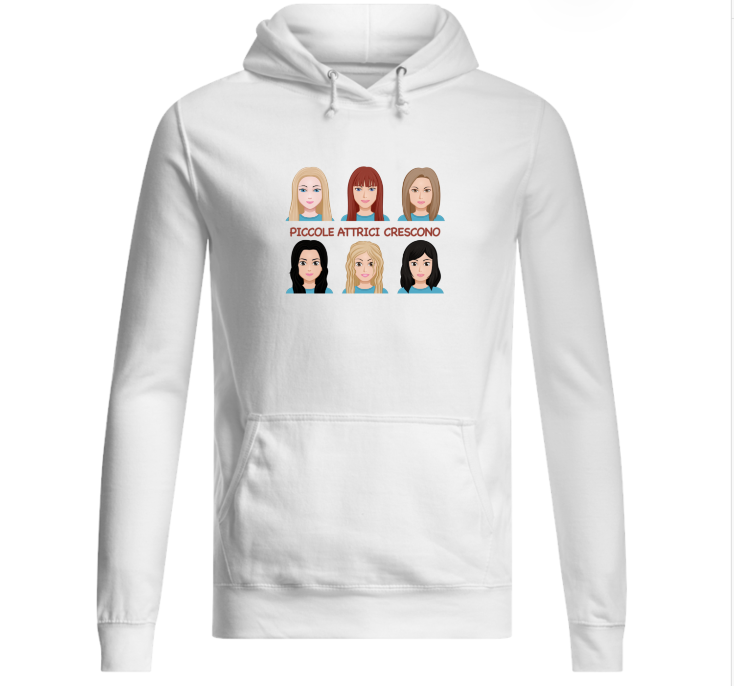 Felpa Piccole Attrici Crescono 
con CAPPUCCIO Unisex 
(Bianca, Nera, Rosa)