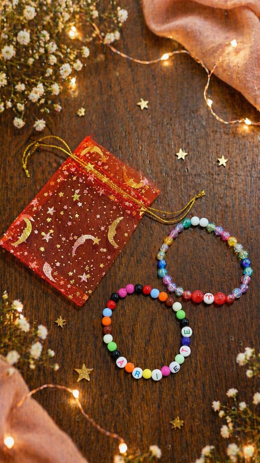 2 Braccialetti Segno Zodiacale Multicolore