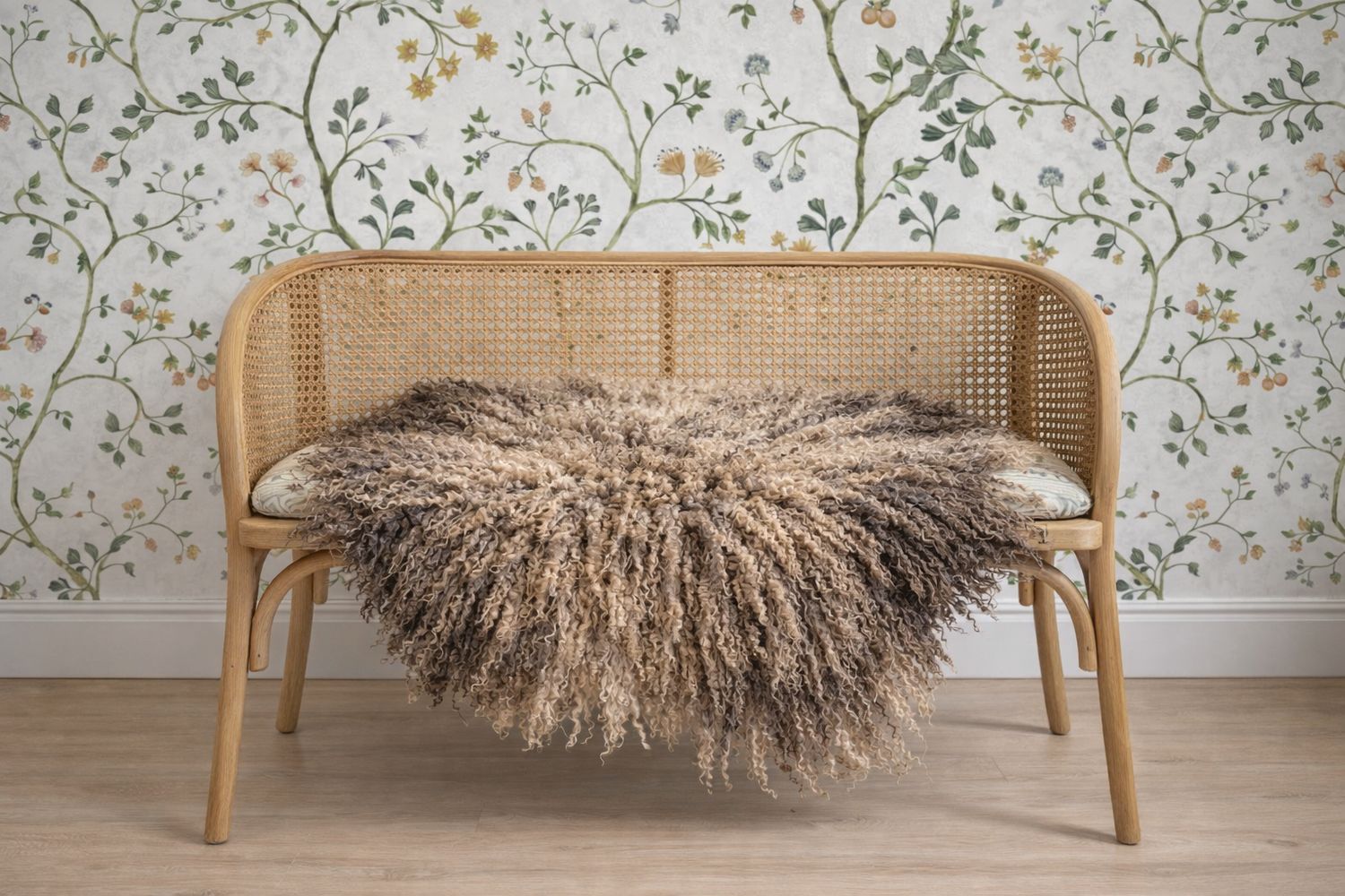 Styled interior image to help visualise how the fleece rug may look in a home setting.