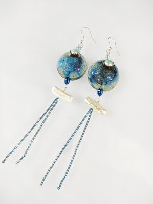 Boucles d&#39;Oreilles avec Perles de culture et Strass Swarovski