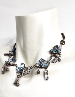 Collier Haute Couture Vintage Bleu ciel