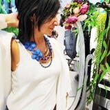 Collier Plastron en Pierres Fines Haute Couture Anémone Bleu