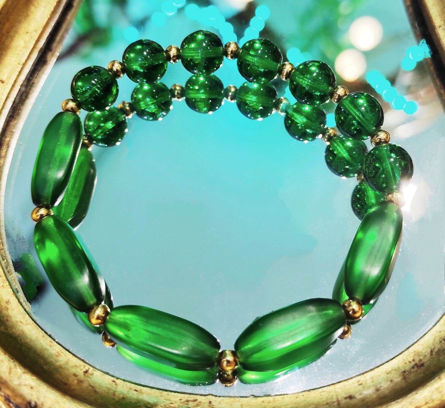 Bracelet Vert émeraude en perles de verre