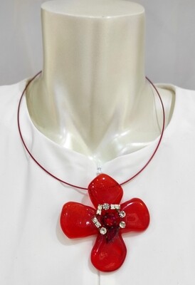 Collier Bonheur Trèfle à 4 feuilles Rouge