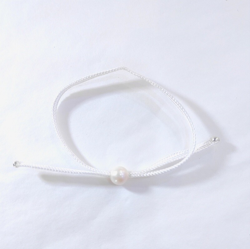 Bracelet lien Upcycling Blanc et Perle de Culture