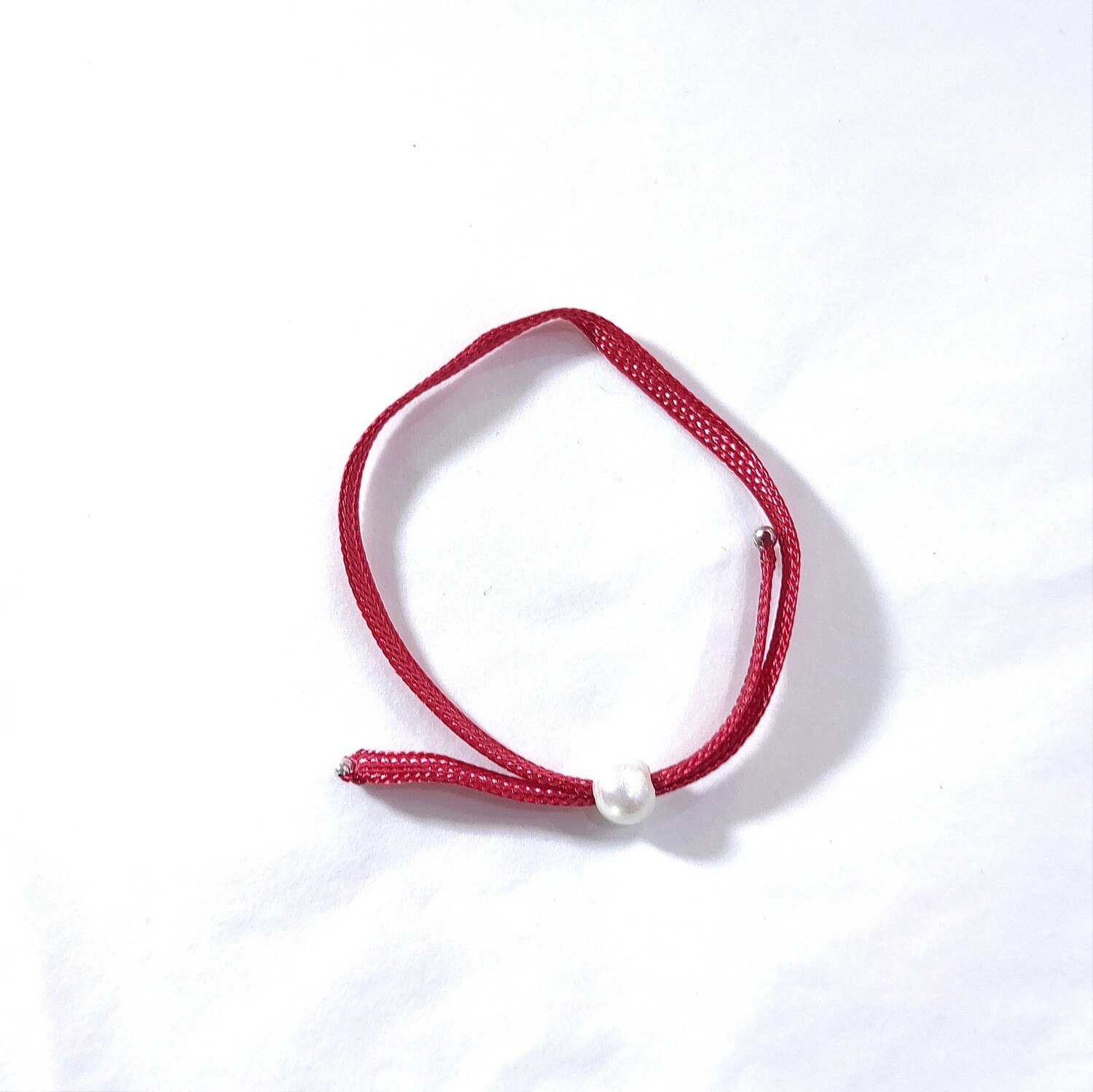 Bracelet Upcycling Rouge et Perle de Culture