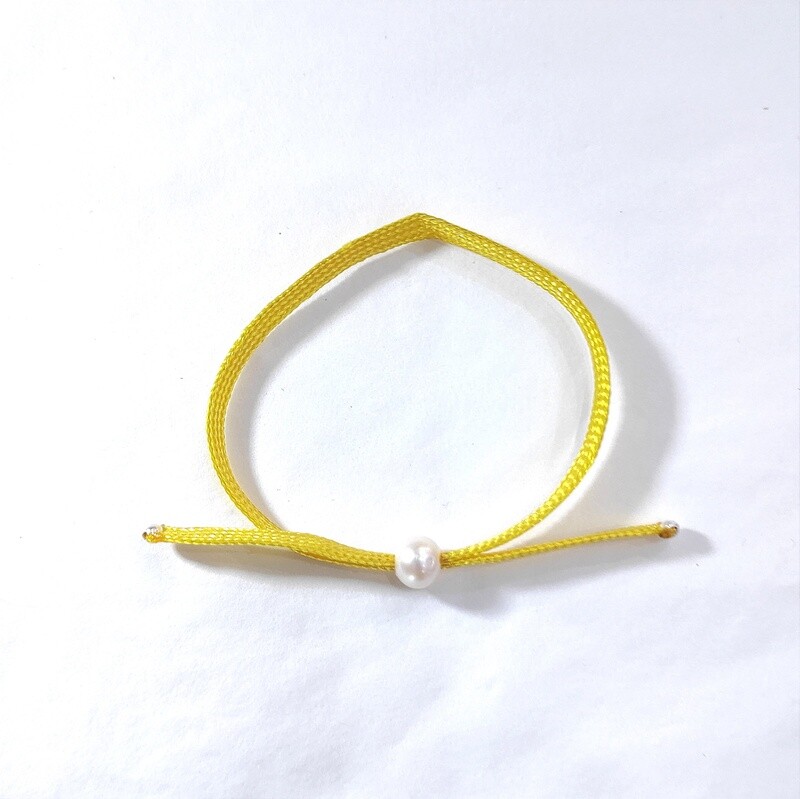 Bracelet jaune Upcycling et Perle de Culture