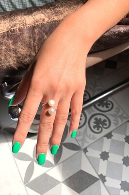 Bague Toi et Moi Ajustable Perles de Culture Blanches