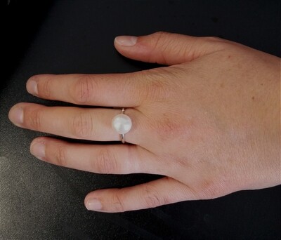Bague Perle de Culture Blanche Ajustable