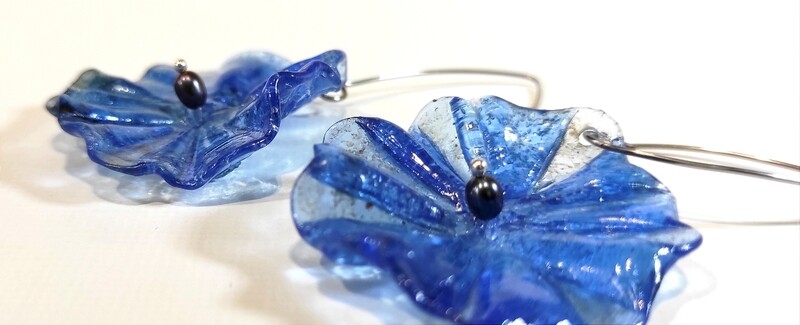 Blue poppies earrings
