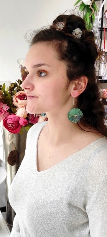 Poppies earrings Water-green