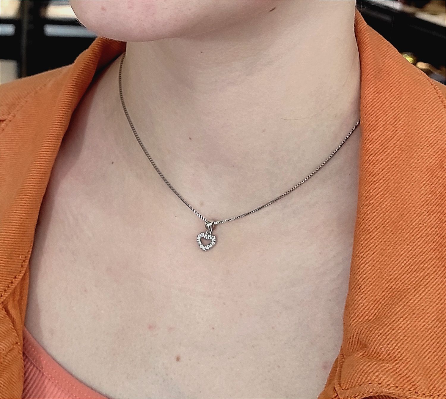 Collier cœur diamants
