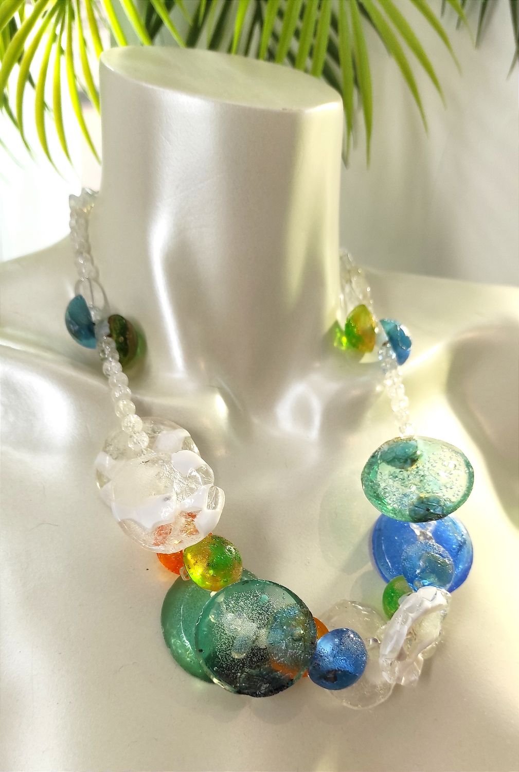 Collier cocoon bleu vert