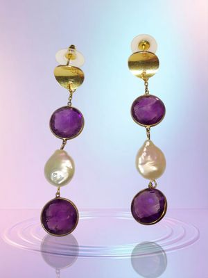 Boucles d&#39;oreilles en Améthyste et perles de culture